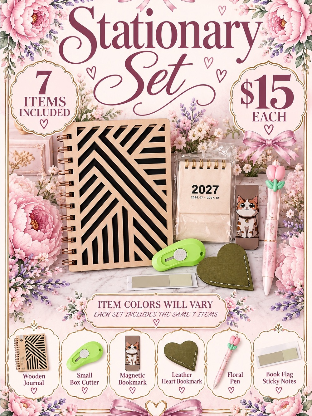 🌸 Stationary Set — $15 Each 🌸